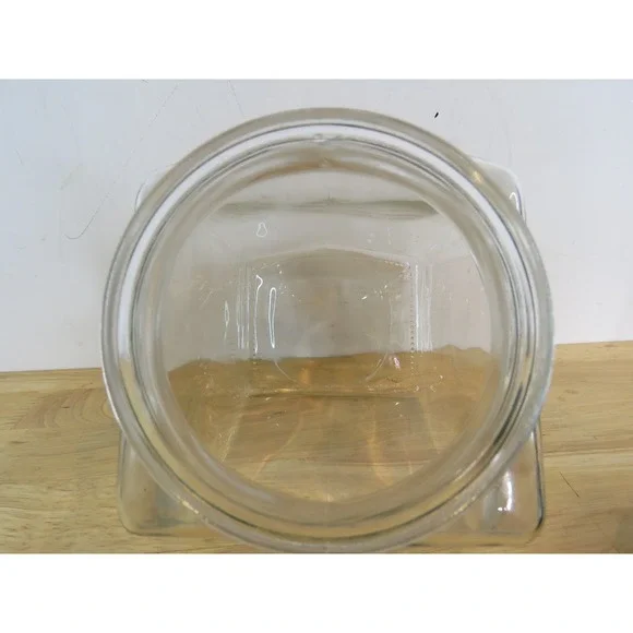 VTG Glass Canister Set Of 3 Green Wood Lids Pentagon Mercantile Country
